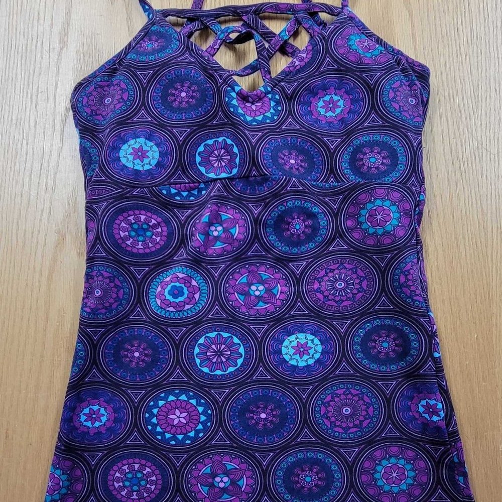 Purple & Blue Tank Top with Built in Shelf Bra